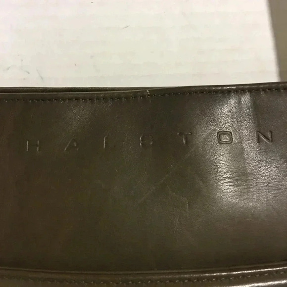 Halston green leather shoulder handbag - Picture 4 of 8